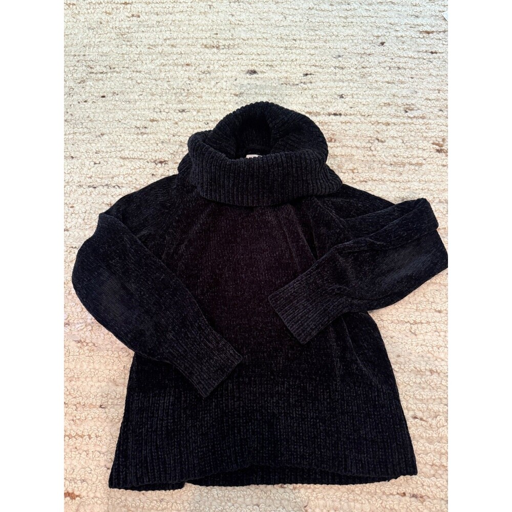 LOFT Black Chenille Turtleneck Sweater Women’s Small Cozy Oversized